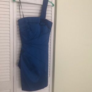 😀Blue silky cocktail dress